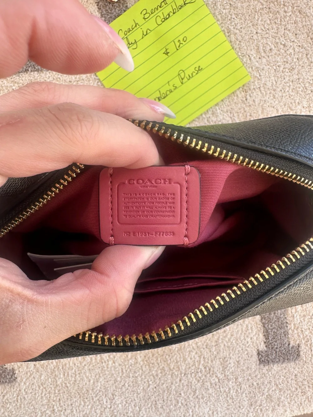 COACH Pink and Black Leather Crossbody with Gold Logo